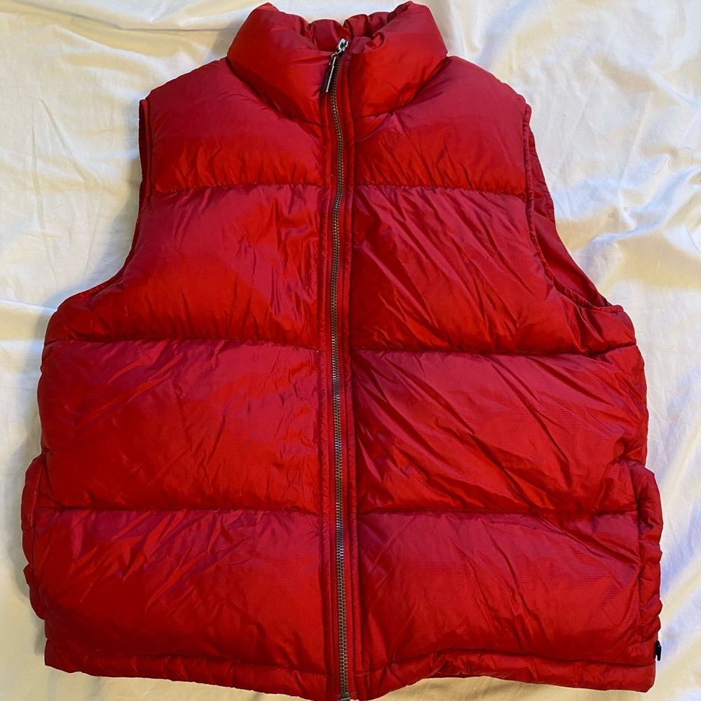 Red puffy vest
